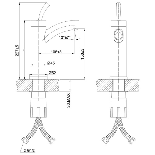 Смеситель для раковины Lemark Element LM5106S монолитный с низким изливом хром купить