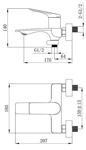 Смеситель MITSUISHI для ванны хром TOKITO TOK-MIT-1014 купить