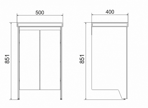 Тумба напольная Klaufs 50.2D (+раковина Como 50) шатанэ/белая 500*400*851мм Velvex tnKLA.50.2D-617.216 купить