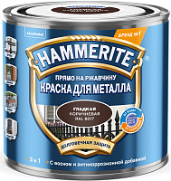 Грунт-эмаль по ржавчине 3в1 Hammerite гладкий коричневый 5254056 (0.5л)