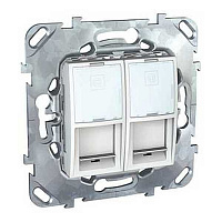 Розетка Unica MGU5.2470.18ZD С/П 2*RJ45 2мес  компьютер белый