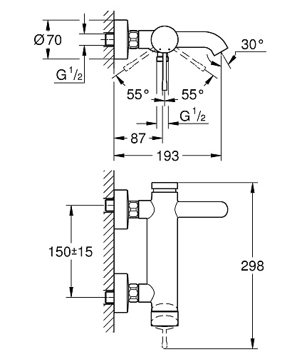 Смеситель Essence+ для ванны цвет хром GROHE 33624001 купить