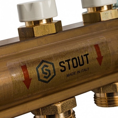 Группа коллекторная в сборе Stout без расходомеров латунь 5 выходов 1"*3/4"EK SMB 0468 000005 купить