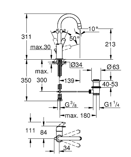 Смеситель для раковины EUROSMART цвет хром GROHE 23537002 купить