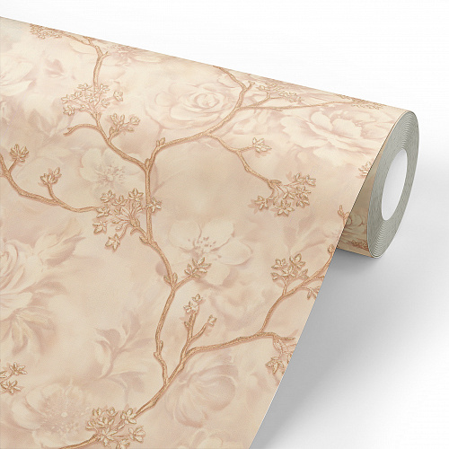 Обои Blooming горячее тиснение 1.06*10м бежевые Eurodecor 7142-01 купить