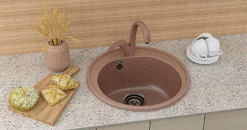 Мойка кухонная Ulgran U-101-307 круглая 1 чаша 50*50см терракотовый купить