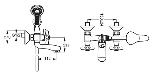 Смеситель для ванной BBD-2004-SS-61 с коротким изливом хром, Lucky Tap купить