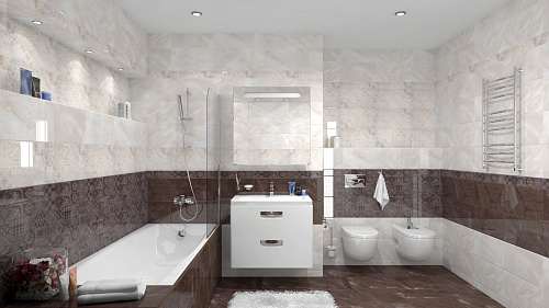 Вставка настенная Меравиль 25*45 см цвет бежевый LB-CERAMICS 1645-0117 купить