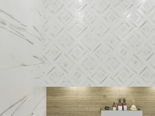 Плитка настенная Rosso Venato Geometria 315*630мм белый AZORI купить