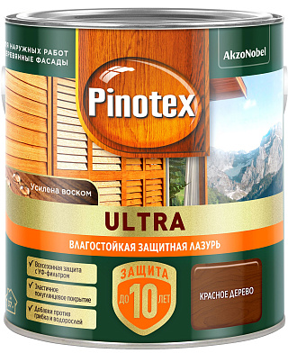 Лазурь влагостойкая для дерева Pinotex Ultra красное дерево 5803602 (2.5л) купить