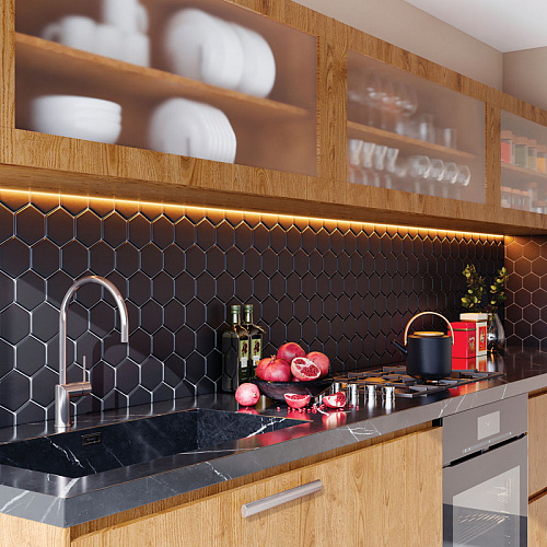 Мозаика Starmosaic Hexagon Big Black Matt 95*110мм керамика 295*256мм купить