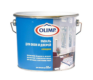 Эмаль алкидная для окон и дверей OLIMP Белая полуматовая купить