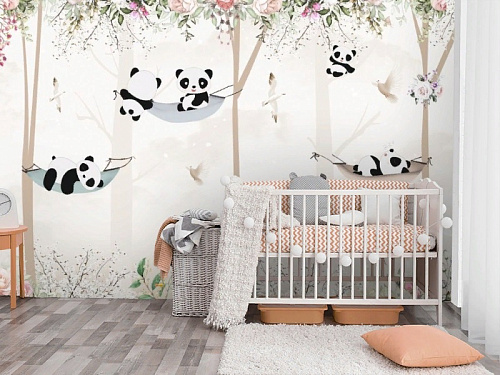 Фотообои Забавные панды песок 3*2.4м DesignStudio 3D KID-109 купить