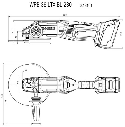 Шлифмашина угловая аккумуляторная WPB 36 LTX BL 230 6.2 а/ч LiHD Metabo 613101660 купить