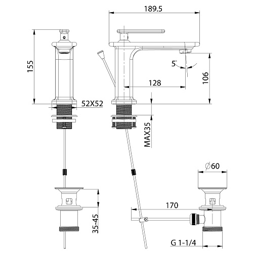 Смеситель Mista для умывальника с донным клапаном белый/золото Lemark LM6406WG купить