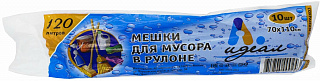 Мешок мусорный для ремонта 120л 70*110см 39мкм (10штук в рулоне) черный Идеал МШХ06082 купить