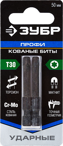 Бита ударная Профессионал T30*50 (2шт) Зубр 26025-30-50-S2 купить