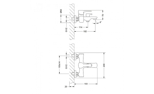 Смеситель для ванны Lemark Evitta LM0514C короткий излив душевая лейка хром купить