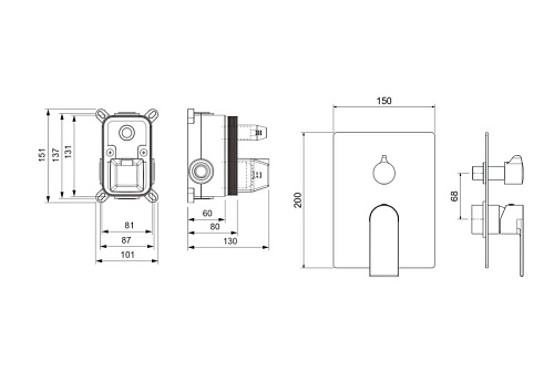 Смеситель ЛИРА для ванны 2 режима Aquatek AQ1446CR купить