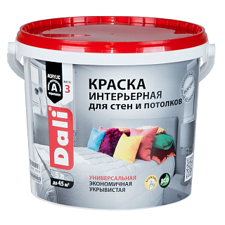 Краска для стен и потолков Dali акриловая белая (База А) 5 л купить