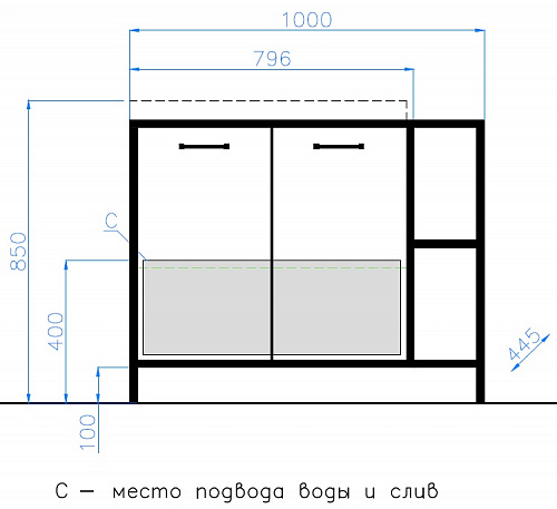 Тумба ЛОФТ 1.1 80/100 см с умывальником Classic 80 БЕТОН, Style Line ЛС-000010021 купить