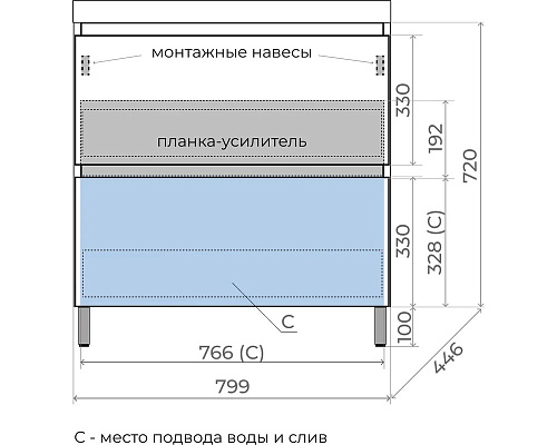Тумба напольная Остин 80 PLUS крем 2 ящика с умывальником Фортуна 80 белый Style Line ЛС-00002397/ЛС-00002421 купить
