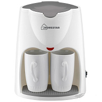 Кофеварка HOMESTAR HS-2020 500Вт 2 чашки бело-серый 005121