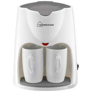 Кофеварка HOMESTAR HS-2020 500Вт 2 чашки бело-серый 005121 купить