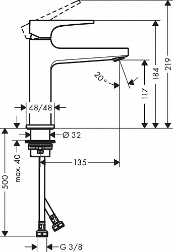 Смеситель HANSGROHE HG Metropol 110 32507990 для раковины  купить