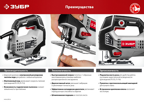Лобзик электрический Зубр Л-570 570Вт 65мм купить
