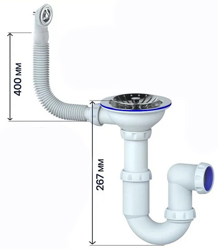 Сифон Y411 для мойки прямоточный без отвода 3 1/2"*40мм Unicorn ИС.110578 купить