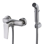 Смеситель настенный с гигиеническим душем Lemark Bronx LM3718GM графит