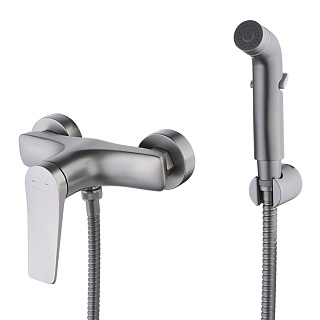 Смеситель настенный с гигиеническим душем Lemark Bronx LM3718GM графит купить