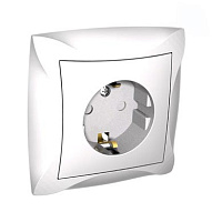 Розетка LEXEL ДУЭТ WDE000144 с рамкой со шторками, белая, 1-местная,