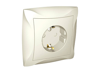 Розетка LEXEL ДУЭТ WDE000244 с рамкой, со  шторками, бежевая, 1-местная купить