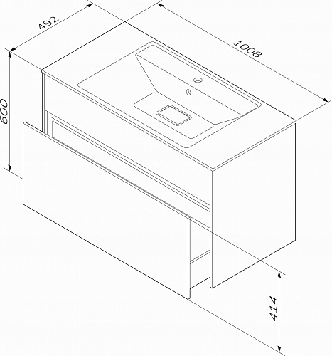 Тумба подвесная INSPIRE V2.0 с раковиной INSPIRE 100 3 ящика графит матовый AM.PM M50AFHX1003GM купить