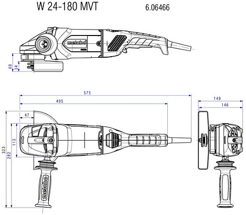Шлифмашина угловая Metabo W 24-180 MVT (606466000) 2400Вт 180мм купить