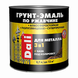 Грунт эмаль по ржавчине 3в1 под колеровку база С бесцветный Dali 20376 (0.7л) купить