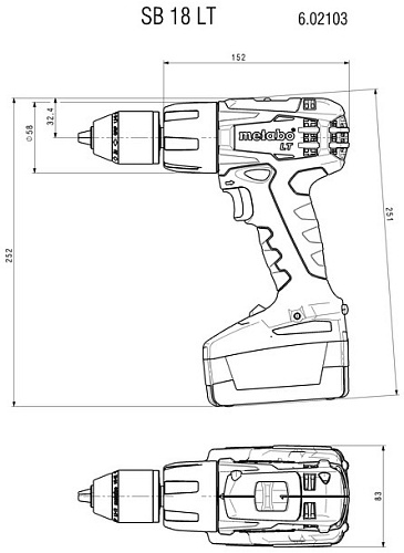 Дрель-шуруповерт аккумуляторная ударная SB 18 LT 2.0 а/ч Metabo 602103510 купить