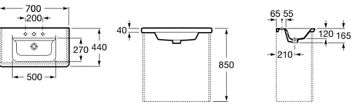 Тумба подвесная Gap с раковиной GAP 70 фиолетовый ROCA ZRU9302741/327471000 купить