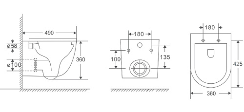 Унитаз подвесной безободковый POINT T 490*360*360мм с сиденьем микролифт HOLLER T-203 купить