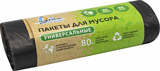 Мешок мусорный для ремонта 30л 50х60см (20штук в рулоне) черный Идеал МШХ48169 купить