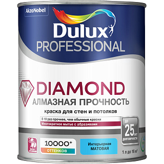 Dulux Diamond Matt матовая краска для стен и потолков белая (База BW) 1 л купить