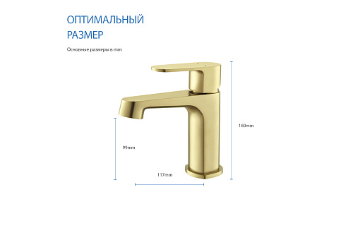 Смеситель ОБЕРОН  для раковины, шлифованное золото Aquatek AQ1210BG купить