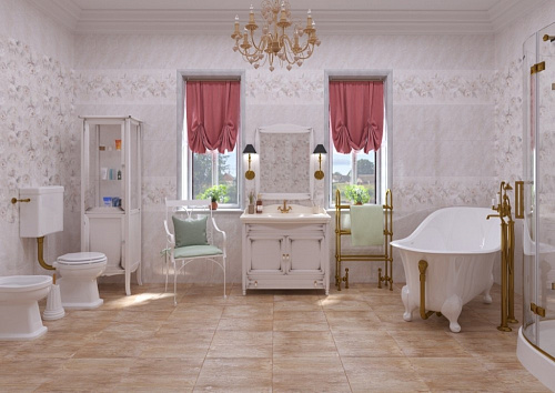 Плитка настенная Пионы Деко1/Pionie Deco 1 бежевый средний 25*40см PiezaROSA 126873 купить