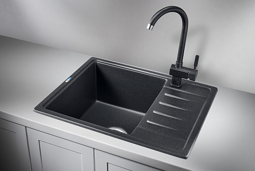 Мойка кухонная Granula Standart ST-5803 прямоугольная 58*50см универсальное крыло черный купить