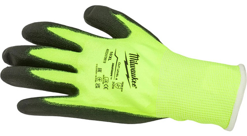 Перчатки защитные Hi-Vis Cut level Хай Виз Кат Левел 1/A 10/XL Milwaukee 4932479919 купить
