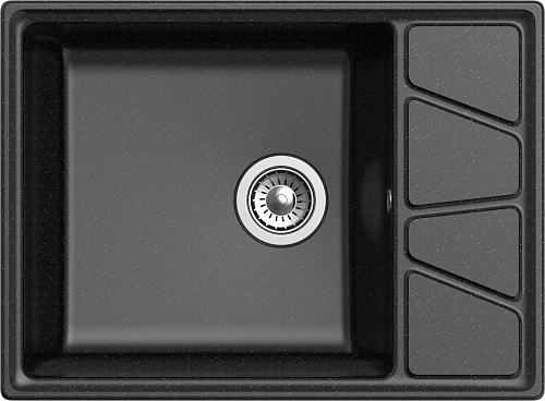 Мойка кухонная GranFest VERTEX GF-V-680L прямоугольная 1 чаша универсальное крыло черный купить