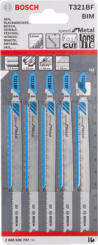 Пилка для лобзика T321BF (5шт) BIM Speed for Metal (2608636707) купить
