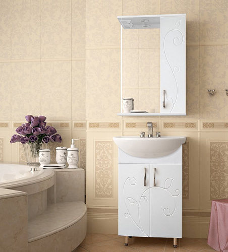 Шкаф зеркальный Панда 55С Фьюжн с подсветкой белый, Style Line ЛС-00000077 купить